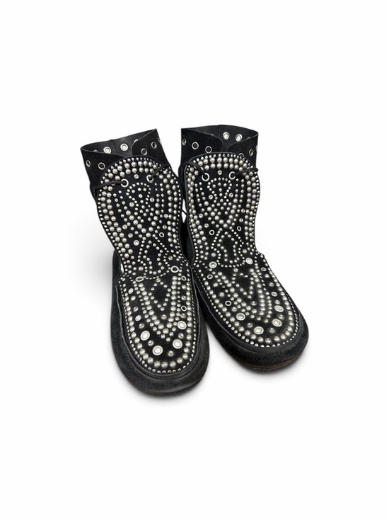 Isabel Marant Shoes - Isabel Marant Morley Studded Moccasins Black Leather Suede Silver Studs & Eyelet